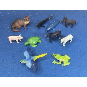 Safari Ltd Animals Lot of 10 Bird Horse Donkey Frog Turtle Dolphin Shark